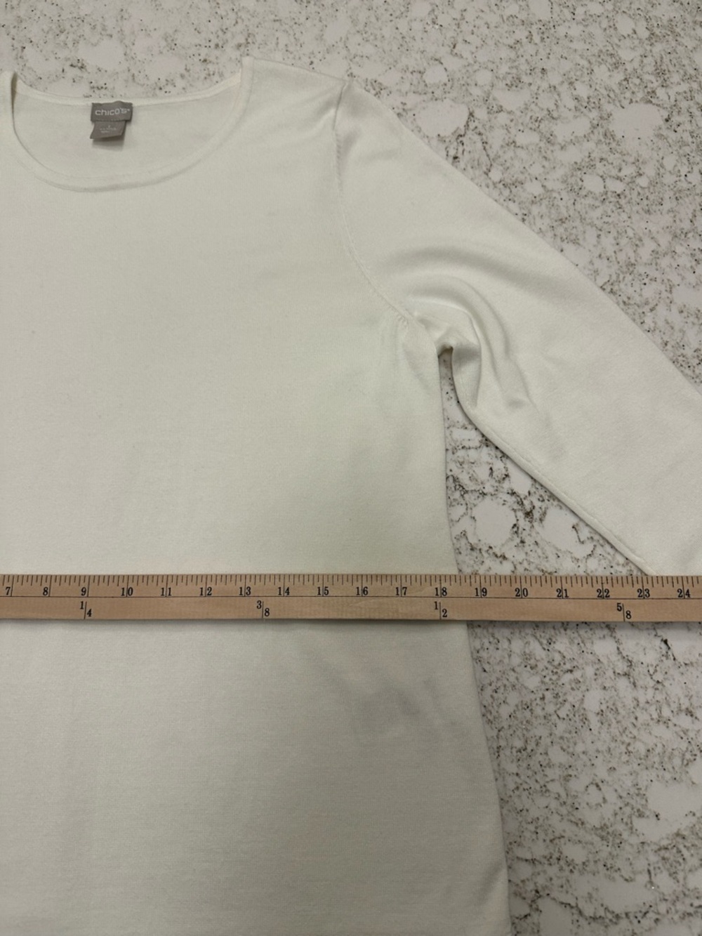 Chico's Cream Crewneck Top- Lightweight Long Sleeve - Picture 7 of 7